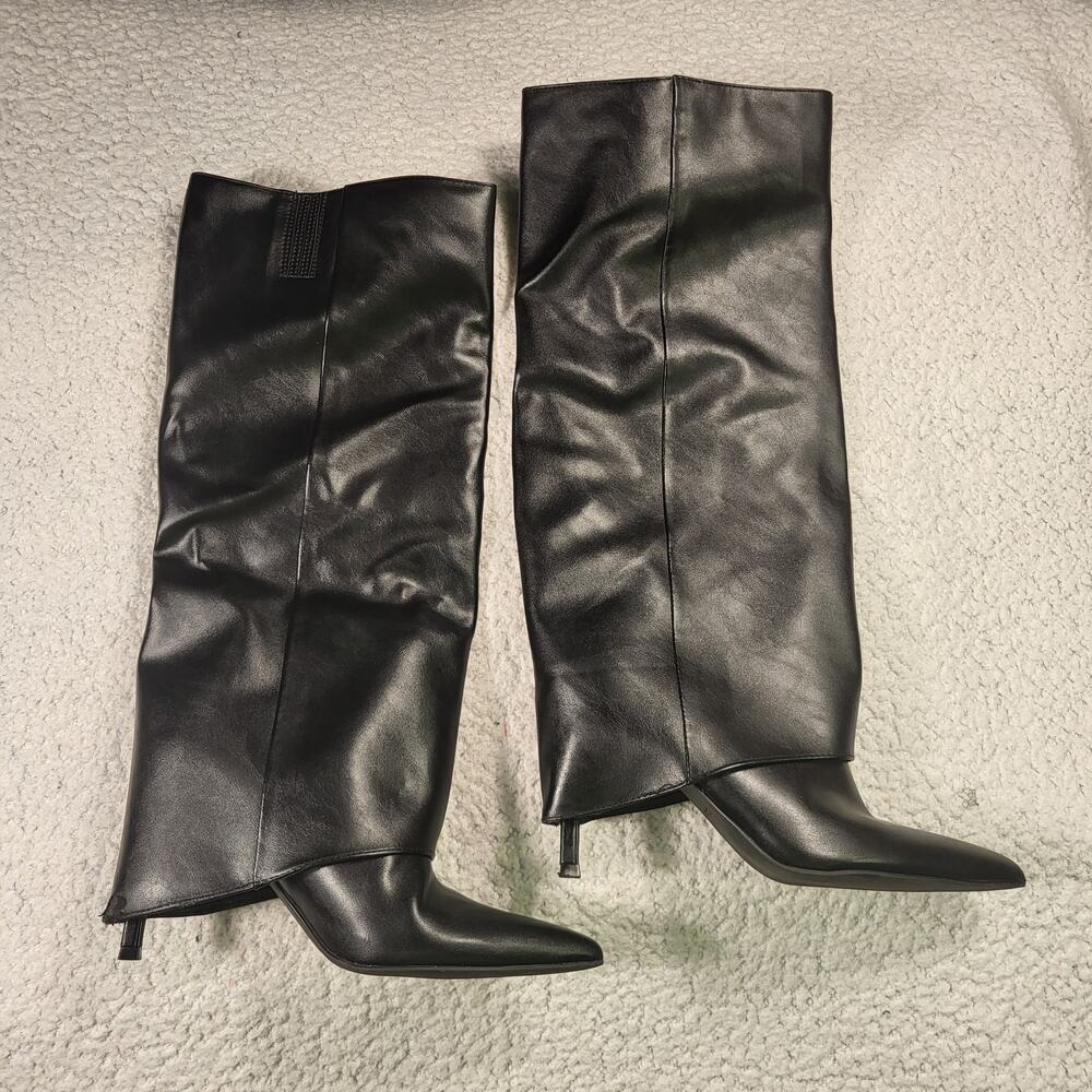 Steve Madden Black Stiletto Fold Over Boots women's size 7